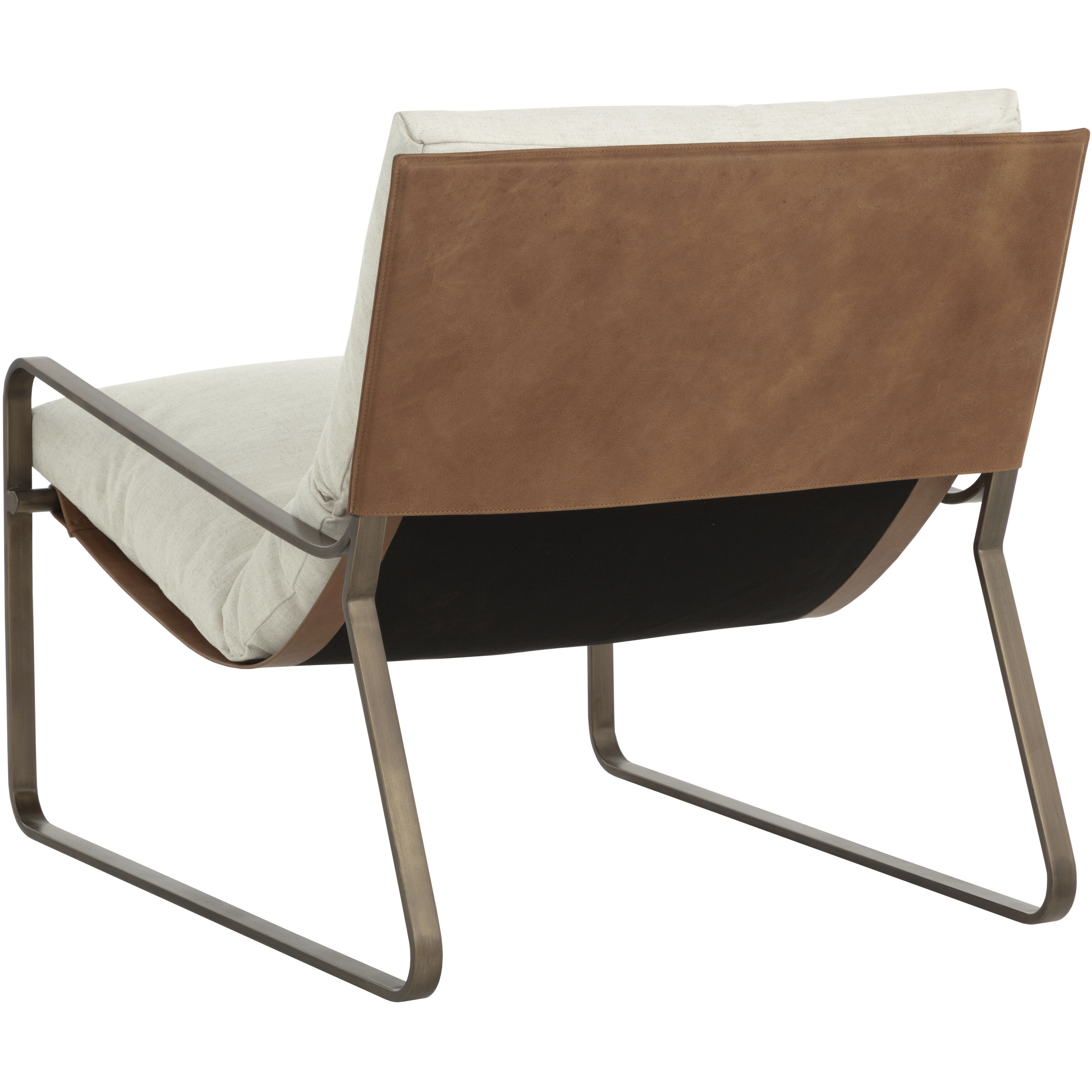 Zancor Antique Brass / Geralt Linen / Tan Leather Lounge Chair